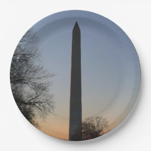 Washington Monument at Sunset in DC Paper Plate