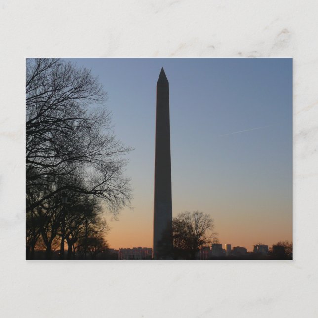 Washington Monument at Sunset in DC Postcard (Front)