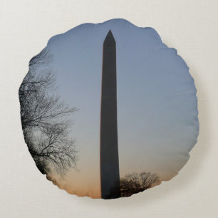 Washington Monument at Sunset in DC Round Cushion