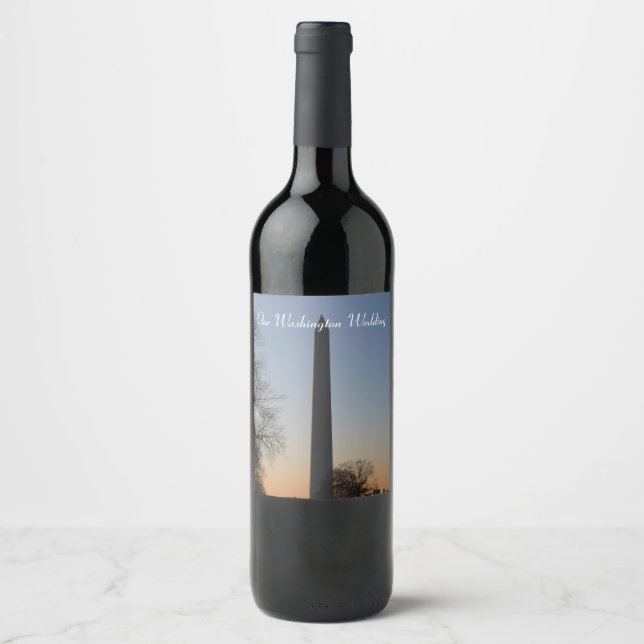 Washington Monument at Sunset in DC Wine Label (Front)