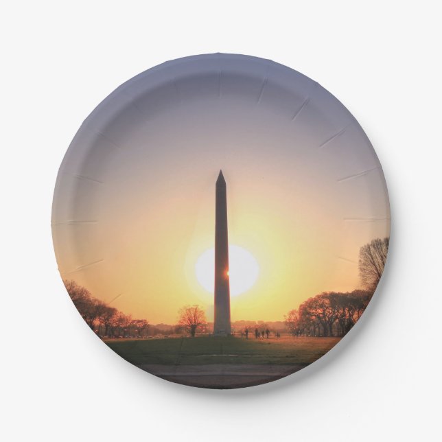 Washington Monument at Sunset Paper Plate (Front)