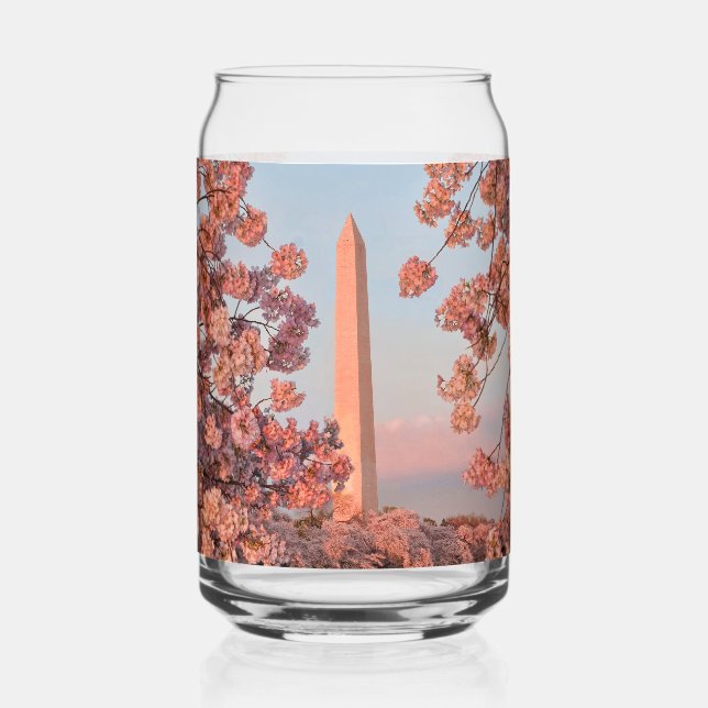 Washington Monument - Cherry Blossoms Can Glass (Front)
