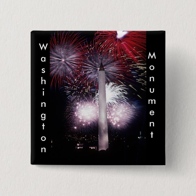 Washington Monument Fireworks 15 Cm Square Badge (Front)