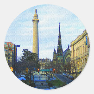 Washington Monument Historic Neighbourhood Classic Round Sticker