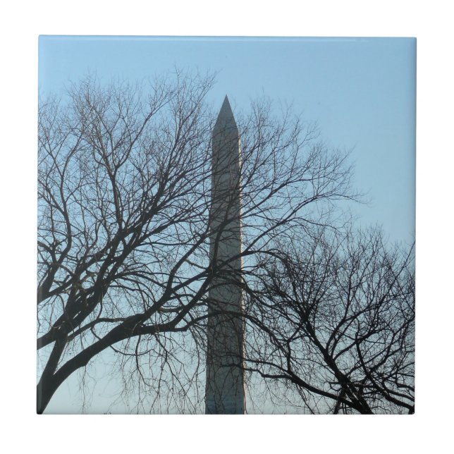 Washington Monument in Winter I Landscape Ceramic Tile (Front)