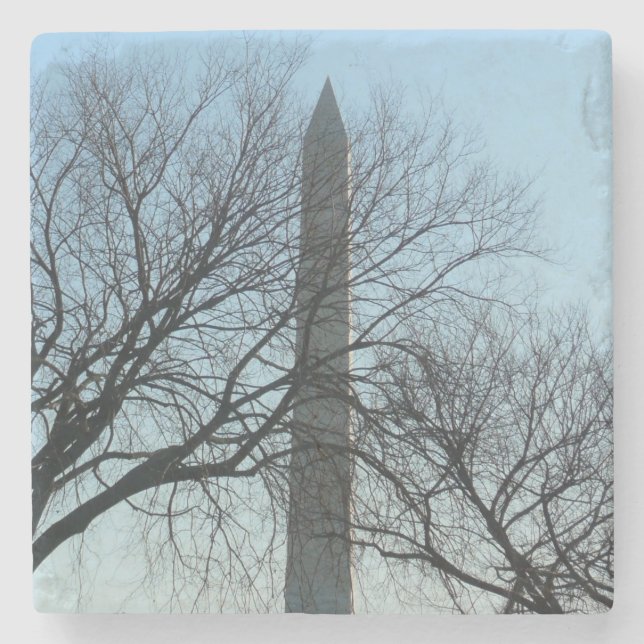 Washington Monument in Winter I Landscape Stone Coaster (Front)