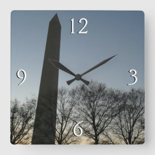 Washington Monument in Winter II Landscape Square Wall Clock
