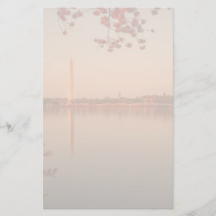 Washington Monument Sakura at sunset. Stationery