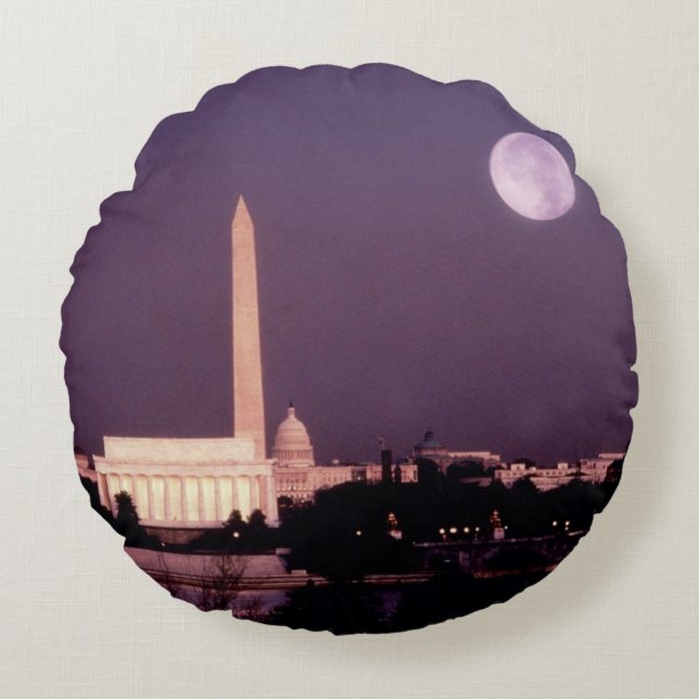 Washington Monument, the Capitol and Jefferson Round Cushion (Front)