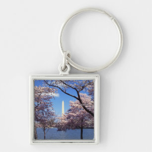 Washington Monument Through Cherry Blossoms Key Ring
