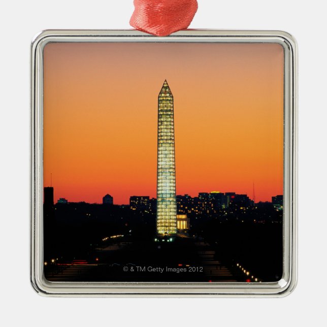 Washington Monument Under Restoration at Sunset Metal Ornament (Front)