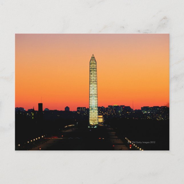 Washington Monument Under Restoration at Sunset Postcard (Front)
