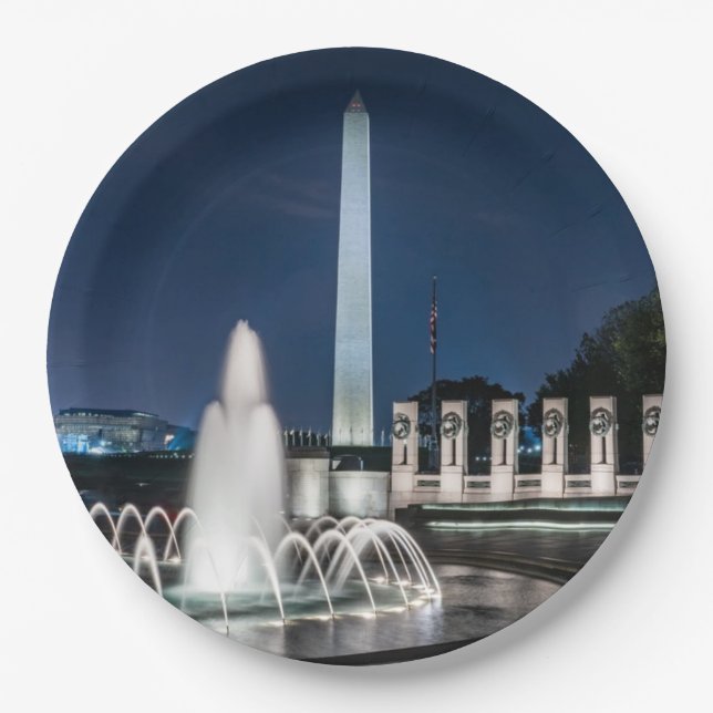 Washington Monument USA George Washington Paper Plate (Front)