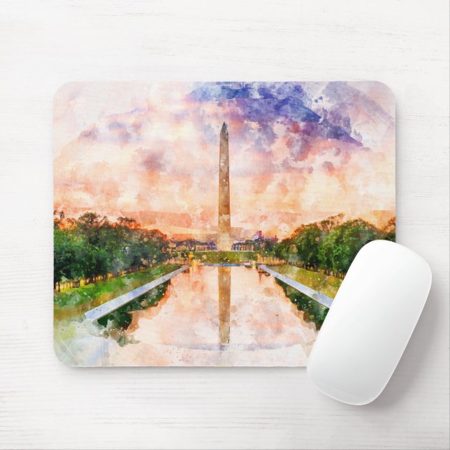 Washington Monument watercolor during sunset Mouse Pad (With Mouse)