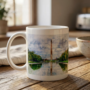 Washington Monument Watercolor with Reflection Coffee Mug