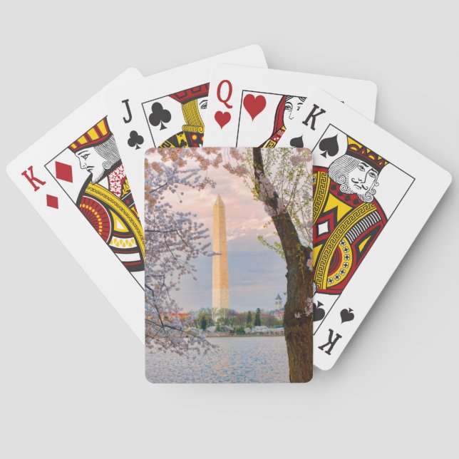 Washington Monument with Cherry Blossoms Playing Cards (Back)