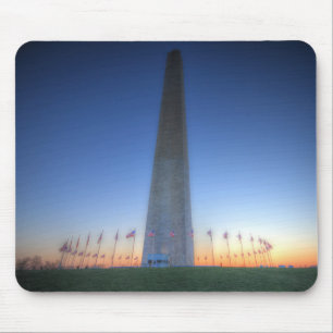 Washington Monument with Orange Sunset Mouse Pad