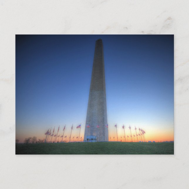 Washington Monument with Orange Sunset Postcard (Front)