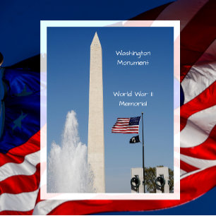 Washington Monument, WW II Memorial, Celebrate 250 Postcard