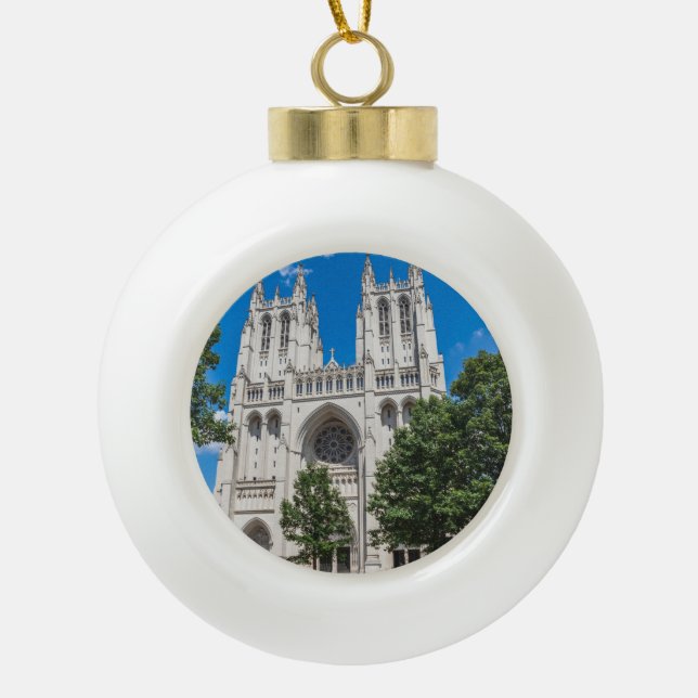 Washington National Cathedral Ceramic Ball Christmas Ornament (Front)