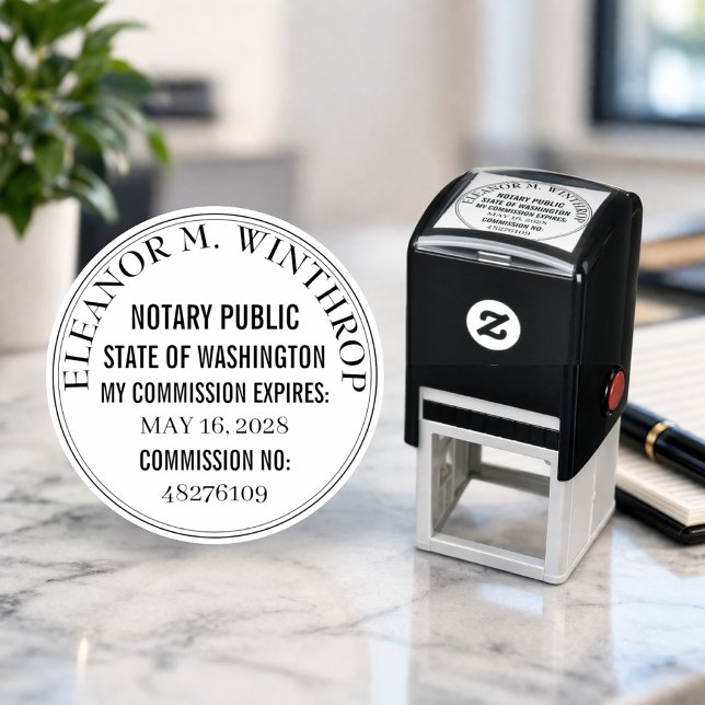 Washington Notary Public Round  Self-inking Stamp (Creator Uploaded)
