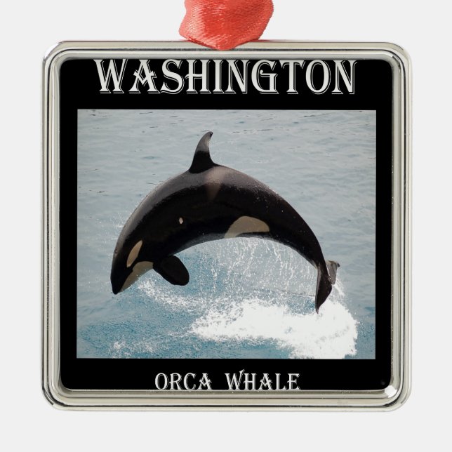 Washington Orca Whale Metal Tree Decoration (Front)