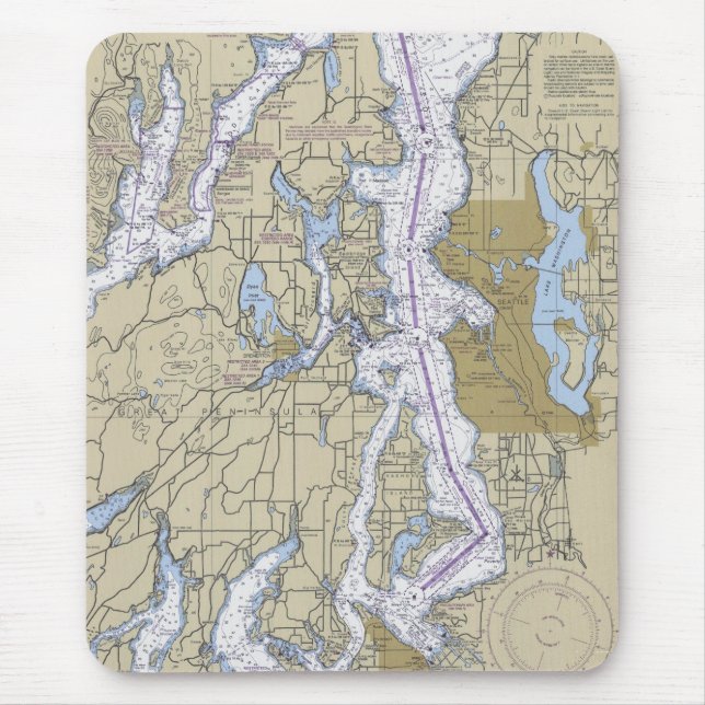 Washington Puget Sound Seattle Chart Mouse Pad (Front)
