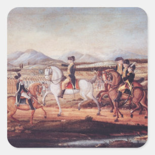 Washington Reviewing the Western Army Square Sticker