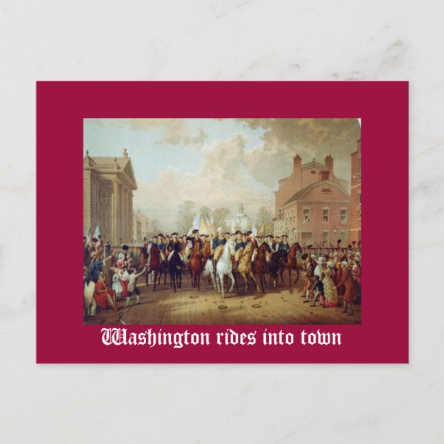 Washington rides into town postcard (Front)