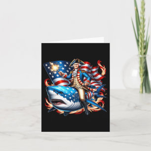 Washington Riding Shark Funny July 4th American Fl Card