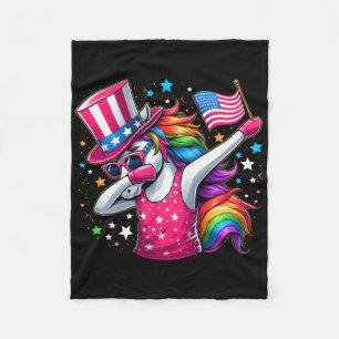 Washington Riding Shark Funny July 4th American Fl Fleece Blanket