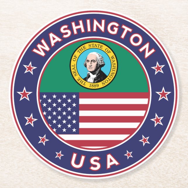 Washington Round Paper Coaster (Front)