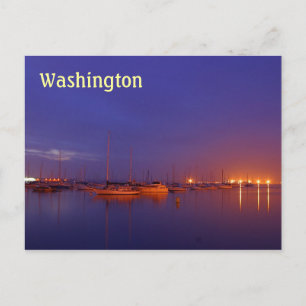 Washington sailboats in marina at dusk postcard