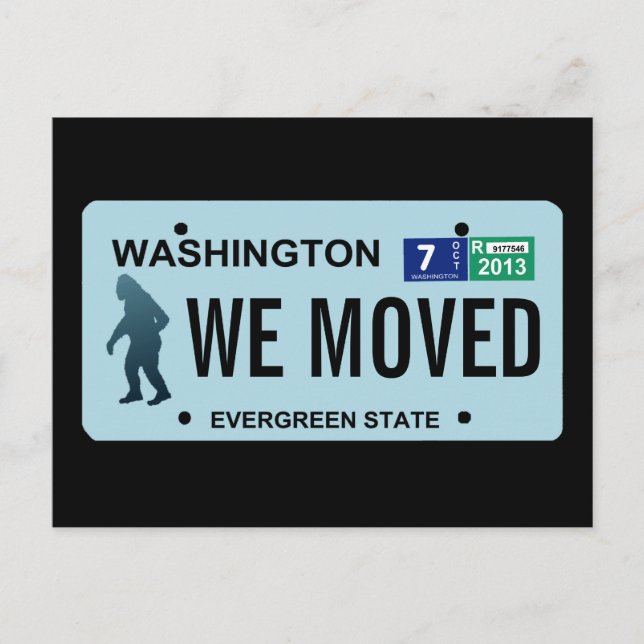 Washington Sasquatch License Plate Announcement Postcard (Front)