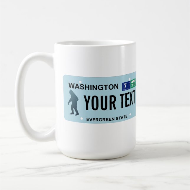 Washington Sasquatch License Plate Coffee Mug (Left)