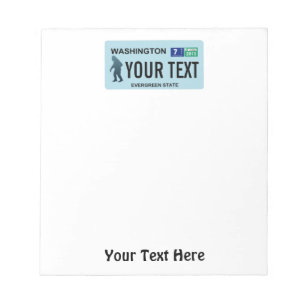 Washington Sasquatch License Plate Notepad