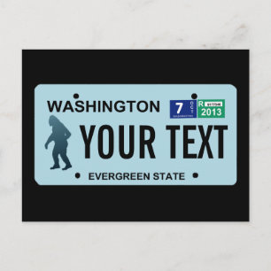 Washington Sasquatch License Plate Postcard
