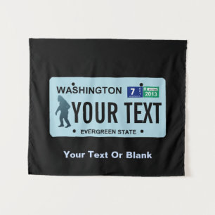 Washington Sasquatch License Plate Tapestry