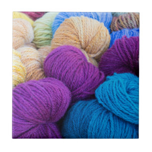 Washington, Seabeck. Balls of colourful yarn Ceramic Tile