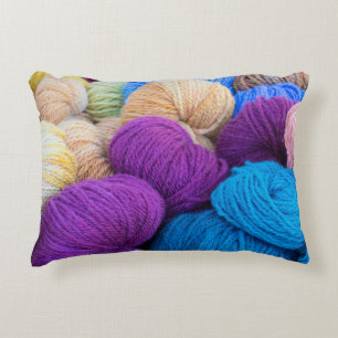 Washington, Seabeck. Balls of colourful yarn Decorative Cushion