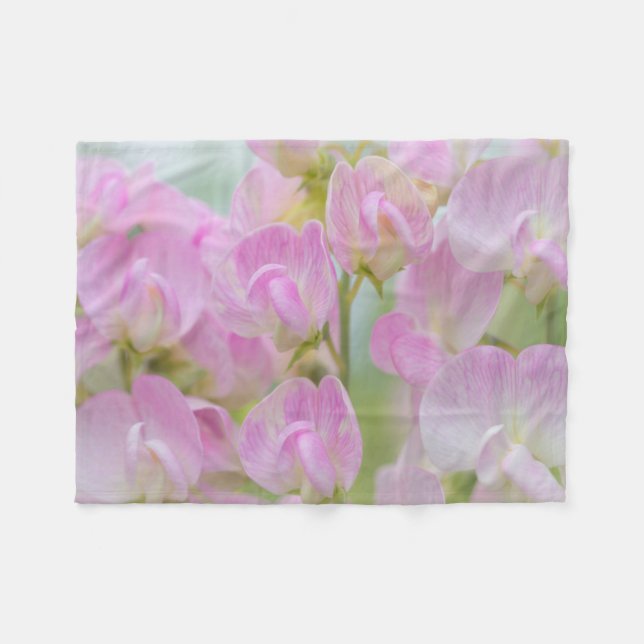 Washington, Seabeck. Detail of sweet pea Fleece Blanket (Front (Horizontal))