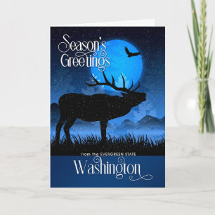 Washington Season's Greetings Woodland Moose Holiday Card
