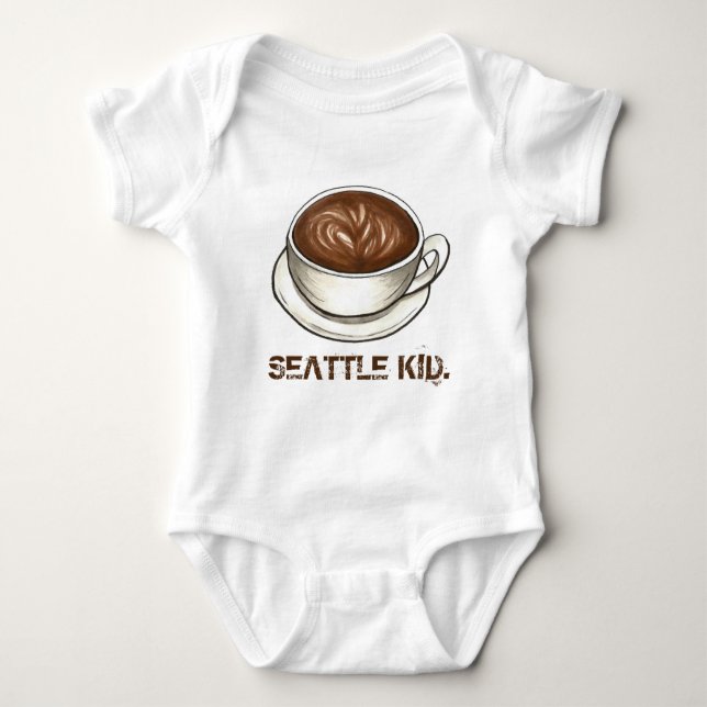 Washington SEATTLE KID Coffee Cup Latte Baby Bodysuit (Front)