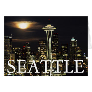 Washington, Seattle, Skyline at night from Kerry 2