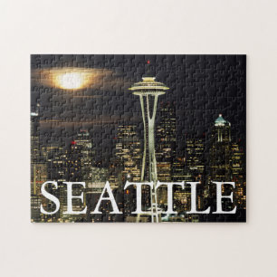 Washington, Seattle, Skyline at night from Kerry 2 Jigsaw Puzzle