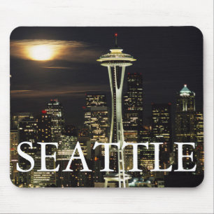Washington, Seattle, Skyline at night from Kerry 2 Mouse Pad