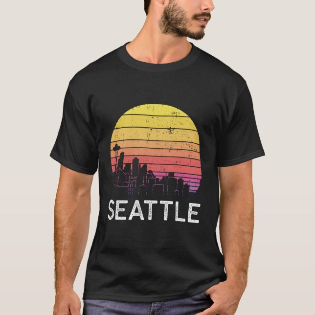 Washington Seattle Skyline Urban Buildings T-Shirt (Front)