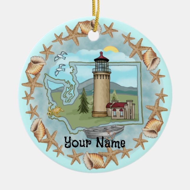 Washington Shells Lighthouse  Ornament (Front)