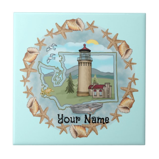 Washington Shells Lighthouse Tile (Front)