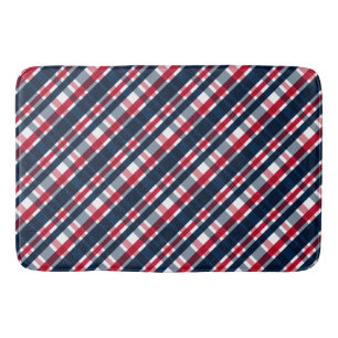 Washington Sports Fan Blue White Red Plaid Bath Mat